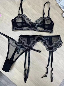 Ensemble de lingerie en dentelle à mailles pour femmes, vêtements de couleur unie, sous-vêtements érotiques, ensembles de lingerie sexy 2 pièces - Product Image 6
