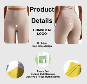 FITVOLT Short de yoga solide et respirant en Spandex et Nylon, taille haute, effet push-up, pour le sport, coupe ajustée, taille élastique, sans couture - Product Image 4