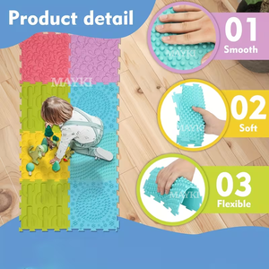 Expérience sensorielle tactile, 6 tuiles de puzzle texturées pour le sol, jouets sensoriels pour enfants et tout-petits, tapis doux pour enfants autistes - Product Image 4
