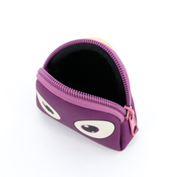 Trousse de Maquillage Mini en Néoprène à Grands Yeux de Dessin Animé, Pochette Cosmétique Semi-circulaire à Fermeture Éclair pour Filles, Idéale pour le Voyage et le Rangement