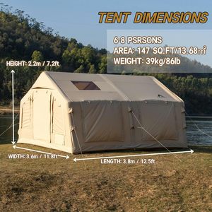 Tenda da Campeggio Gonfiabile di Lusso Portatile, Strato in PVC, Apertura Automatica Rapida, Impermeabile, <span class=keywords><strong>per</strong></span> Esterni, 2-8 Persone, Oxford, 4 <span class=keywords><strong>Stagioni</strong></span> - Product Image 6