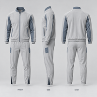 Ensemble de survêtement personnalisé pour homme en polyester interlock avec veste bomber à empiècements contrastants et pantalon à fermeture éclair aux chevilles pour le sport et le quotidien