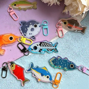 Anime phong cách khắc nhựa Keychains-Số lượng lớn giá rẻ Tính năng hình chữ nhật vòng tròn trái tim thiết kế Acrylic <span class=keywords><strong>Keyring</strong></span> - Product Image 1