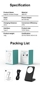 Cargador inalámbrico magnético OEM 15W 2 en 1 estación de escritorio de carga magnética ABS + PC para iPhone 15 Pro Max para Airpod - Product Image 6