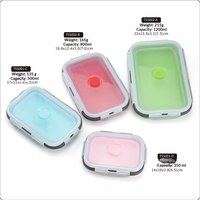 Boîte à lunch pliable carrée en silicone de qualité alimentaire 500 ml, portable, hermétique, pour micro-ondes et réfrigérateur, idéale pour l'extérieur