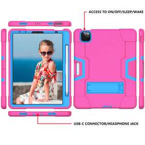 Nhiệm vụ nặng nề gồ ghề trường hợp đối với <span class=keywords><strong>iPad</strong></span> không khí <span class=keywords><strong>4</strong></span> 10.9 inch/Pro 11 "2018/2020/2021 Chân đế chống sốc nhựa Silicone Tablet Bìa - Product Image 4