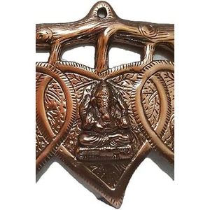 Bohemian Metal Wall Hanging Lord Ganesha Showpiece Idol Statue Sculpture <b>Leaf</b> Design Handcrafted for Style - Product Image 5