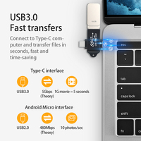 OTG konektor ekstensi Transfer Flash USB 3.0, adaptor USB Male ke USB a Female tipe C 2 in 1 untuk Keyboard Mouse Disk Flash