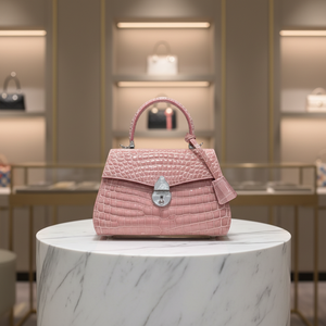 Bolso de Mano de Piel de Cocodrilo Genuina de Lujo para Mujer, Color Rosa Claro, Bolso de Hombro de Cuero Exótico de Alta Calidad - Product Image 1