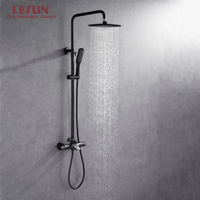 Robinet de baignoire thermostatique apparent noir mat au design moderne à poignée unique LESUN, ensemble de douche de salle de bain, garantie 5 ans