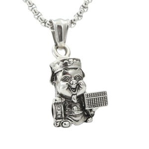 Collar con colgante de Dios de la riqueza, plata tibetana, diseño de muñeco de dibujos animados, regalo unisex, joyería - Product Image 1