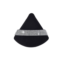 JLY OEM Poudre de maquillage en velours rose pêche et noir avec décoration en strass pour cadeau, Journée des femmes, Noël, anniversaire, cadeau de luxe