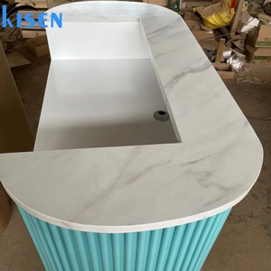 Kisen Curved Luxury Design Office Furniture <b>Counter</b> Front Table Modern Cashier Leisure Club <b>Reception</b> Desk Beauty Salon - Product Image 6
