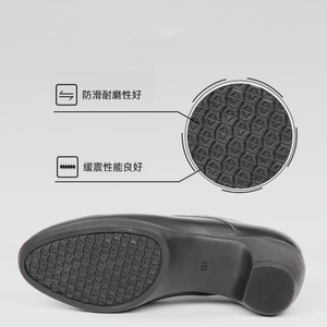 Zapatos de trabajo formales de tacón bajo para mujer, de cuero de vaca granulado, para exteriores, estilo uniforme, de fábrica. - Product Image 4