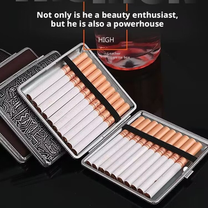 Leather Cigarette Case Cover Man Women <b>Smoking</b> Cigarette <b>Box</b> for Hold 20 Cigarettes Sleeve Pocket Cigarettes Pack - Product Image 6