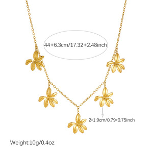 Floral Necklace Stainless Steel Gold Plated Clavicle Chain With Multiple Pendants Daily Party Wear - Product Image 4