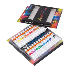 पेंटिंग सेट कारखाने के लिए सीधे पानी आधारित ऐक्रेलिक पेंट प्रदान करता है, कागज/कैनवास/कांच के लिए 12 मिलीलीटर 24 रंग - Product Image 1