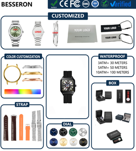 Quartz <b>Watch</b> Alloy Rubber Band 3BAR Water Resistant Sport Fashion Analog Square <b>Case</b> 42mm Mineral Glass 12.5mm Thickness - Product Image 1