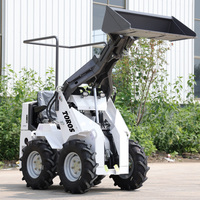 Mini chargeuse sur pneus à direction par glissement directe d'usine avec moteur diesel Kubota de 25 ch, débit hydraulique élevé, mini chargeuse sur pneus puissante 4x4