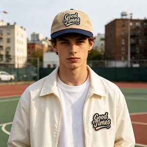 Cappello da Baseball Beige e Blu Artigianale con Cuciture di Precisione e Dettagli Intricati, Capolavoro di Artigianato - Product Image 4