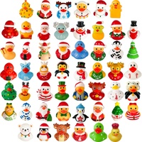 Jouets de bain et d'eau en caoutchouc jaune sur le thème de Noël, 52 pièces, outils de jeu de sable, 5x5,5 cm, décorations de cadeaux festifs