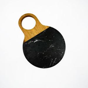 <b>Black</b> Marble Acacia Wood Cutting <b>Board</b> Portable Cheese <b>Board</b> Double-Sided For Home Use - Product Image 2