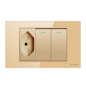 Panel de vidrio templado, interruptor de pared estándar brasileño, enchufe estándar, enchufe doble USB tipo C, interruptor de luz. - Product Image 2