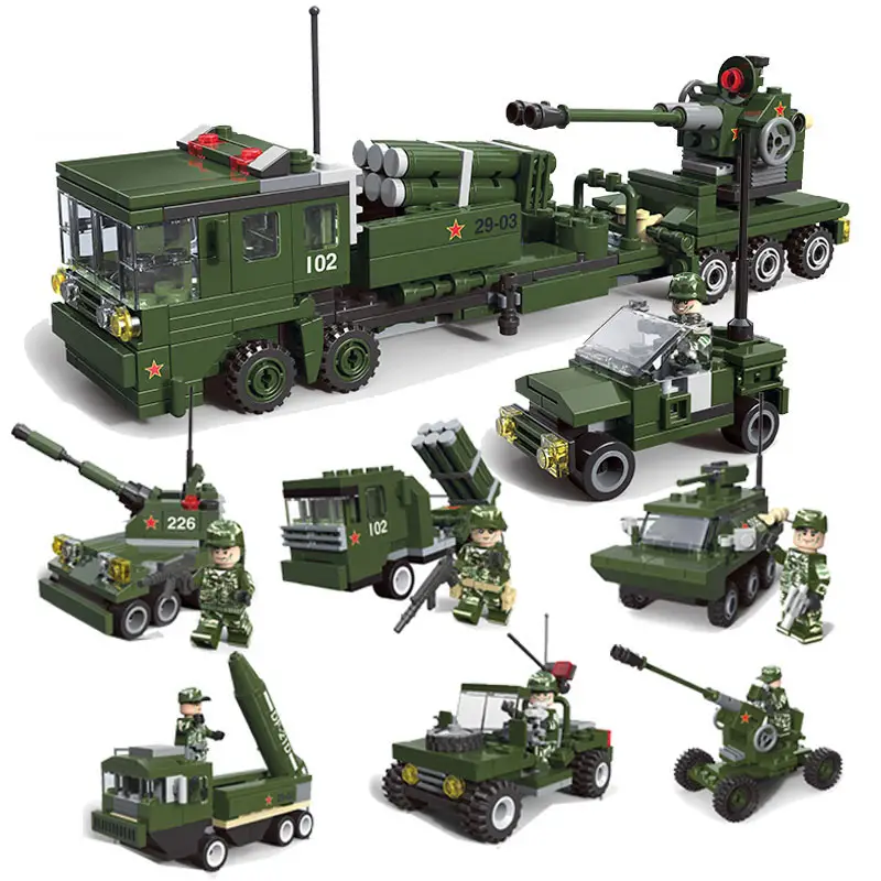 JIESTAR TOYS 6 in 1 598 pcs boys diy assembly SWAT car model building toy kids army military toy car children building block set