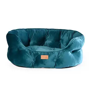 Comfortable Tufted Velvet Luxury Dog Bed Cozy Removable Cushion Dog Bed