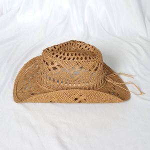 High Quality Vintage Outdoor Summer Wholesale Cowboy <b>Straw</b> <b>Hat</b> Sombrero Western Cowboy <b>Hat</b> Adult With Windproof Rope - Product Image 4