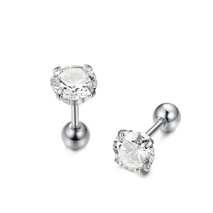 Boucles d'oreilles en acier inoxydable avec zircon, design géométrique 1,2x6mm, pour piercing, bijoux de mode - Product Image 3