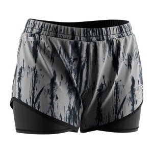 Shorts de sport 2-en-1 à taille haute pour femme, séchage rapide, motif à carreaux, pour le yoga et la gym - Product Image 3