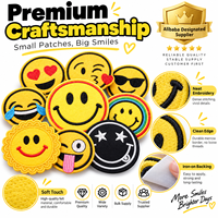 Patch brodé thermocollant ou à coudre pour fête d'enfants, motif Smiley Face mignon, drôle, visage heureux, émoticône de dessin animé, vente en gros