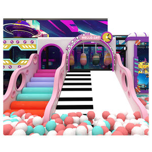 Kommerzieller Indoor-Kinderspielplatz aus Kunststoff mit Hüpfburg, Bällebad, Trampolin und Schutznetz - Product Image 1