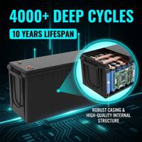 Batterie LiFePO4 200Ah 12,8V, batterie lithium rechargeable, batterie marine à décharge profonde 12V pour yacht, solaire hors réseau