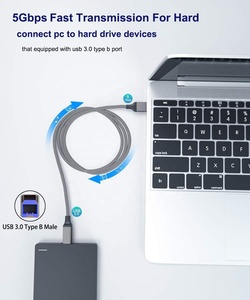 สายเคเบิล USB c ถึง USB B 3.0 แบบถักด้วยไนลอน ใช้งานร่วมกับเครื่องพิมพ์ จอภาพ แท่นเชื่อมต่อ ฮาร์ดไดรฟ์ภายนอก เครื่องสแกน (สีดำ) - Product Image 3