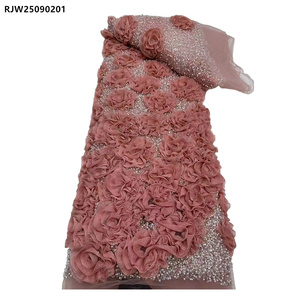 Nouvelle Arrivée Italien <span class=keywords><strong>3D</strong></span> Fleur Lourde Perlée Dentelle <span class=keywords><strong>Tissu</strong></span> De Mariage De Mariée Floral <span class=keywords><strong>3D</strong></span> Sequin Perlé Dentelle <span class=keywords><strong>Tissu</strong></span> pour Robes - Product Image 2
