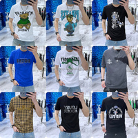 T-shirt décontracté en coton pour hommes, populaire sur le marché européen et américain, vente en gros, imprimé avec des motifs, col rond, manches courtes, OEM