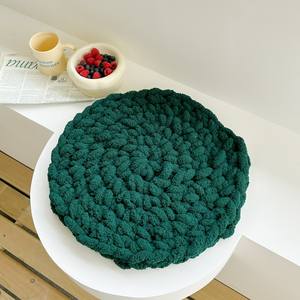 شمالية بنافذة خليج منسوجة يدويًا ووسادة مقعد قطيفة 45x45 دائرية-مريحة للأريكة - Product Image 2