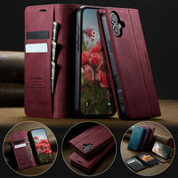 Étui portefeuille anti-RFID CaseMe pour iPhone 16/15/14/13/12/11 avec matériau PU, couverture magnétique multifonctionnelle pour cartes de crédit