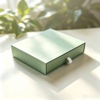 Boîte à bijoux personnalisée en carton vert herbe, avec revêtement nacré, carrée, avec cordon de serrage, boîte cadeau vierge