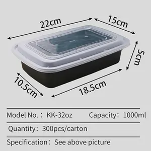 Atacado 1000ml Limpar lancheira descartável retangular com tampa do LOGOTIPO personalizável Microondas Plastic Food Container