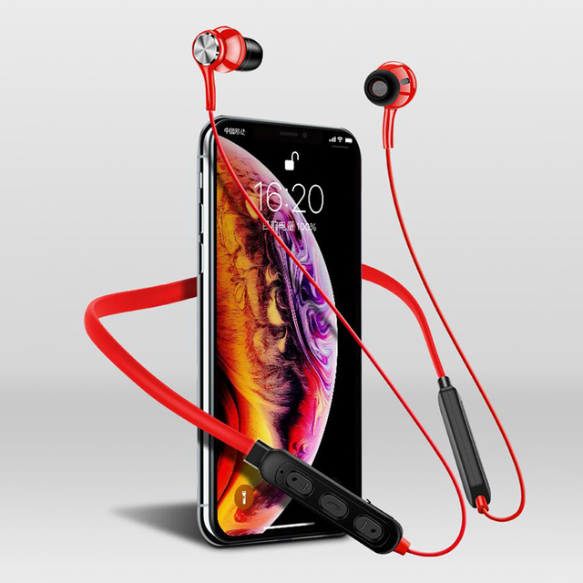 Wireless Dual-Ear Bluetooth Headphones for Running and Sports, Earhook-Style 4.2 Stereo Neckband-Style G05 Magnetic Earbuds