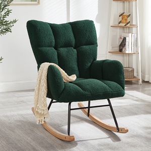 <span class=keywords><strong>Fauteuil</strong></span> à bascule de luxe vert bouclé, moderne, en tissu Teddy, confortable, à dossier haut, pour salon, villa, appartement, décoration - Product Image 1