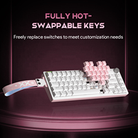 FURYCUBE 60% Love Heart Cute Keycaps Wired Gaming Mechanical Keyboard Multi-Function Knob LightWhite Switches for Office Gaming