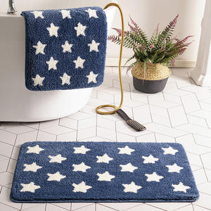 Tapis de bain rectangulaire géométrique en dessin animé, absorbant et antidérapant, en fibre de polyester, pour la maison - Product Image 4