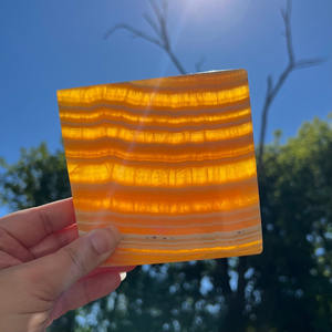 Tranches de pierre polie en gros avec marbrure jaune et blanche vibrante, dalle de calcite jaune pour la décoration intérieure - Product Image 2
