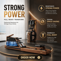 Rameur pliable en acier inoxydable pour usage domestique, à double résistance magnétique et aquatique, équipement de fitness intelligent et durable