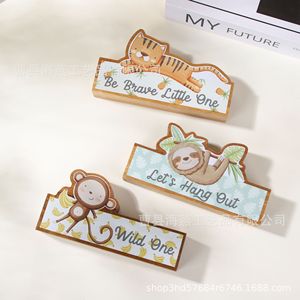 Figuras de animales de dibujos animados en madera, decoraciones de escritorio para habitaciones infantiles, manualidades creativas para el hogar, suministro transfronterizo. - Product Image 1