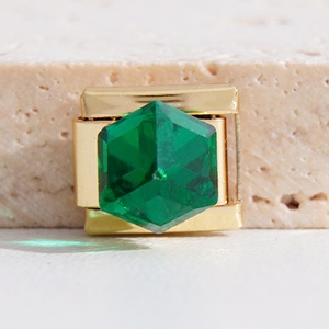 Bracelet à breloques italiennes en acier inoxydable plaqué PVD 18 carats, avec breloques italiennes en diamant colorées et résistantes à la chute - Product Image 6